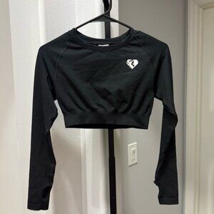 Womens Best Long Sleeve Crop Top Black Size Medium